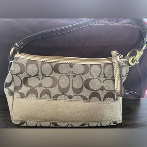 Coach Signature logo w/ Gold Stripe purse